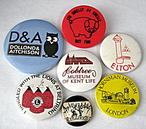 Lapel Badges Lot of 7 Pinback Buttons England 1930-1950 (Image1)