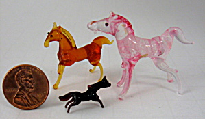 Art Glass Set Of 3 Horses Vintage Mouth Blown Hand Made (Image1)