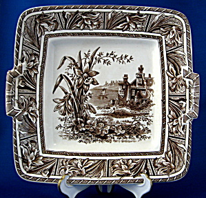 Grindley Daffodil Brown Transferware Square Plate 1882 (Image1)