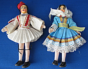 Pair of Foreign Costume Dolls Greece Souvenir Vintage (Image1)