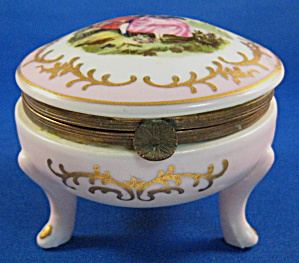 Jewelry Box Porcelain With Lid Brass 18th Century 3 Ft (Image1)