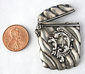 Antique Stamp Case Chatelaine Sterling Silver Watch Fob (Image1)