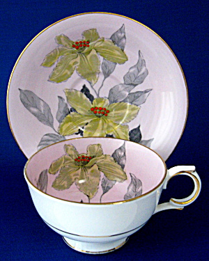 Cup and Saucer Pale Pink Windsor Lilies Orange Stamens (Image1)