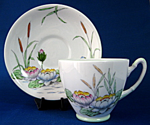 Cup And Saucer Water Lilies Hand Colored Royal Stafford (Image1)