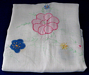 Dresser Scarf Long Applique Flowers Embroidered Lawn (Image1)