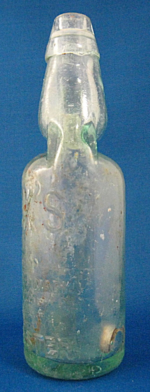 Codd Bottle Clear Marble Mack's Manchester England Grn (Image1)
