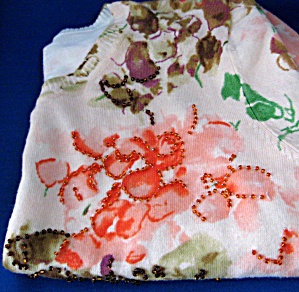 Fab Beaded Sweater Coral Bronze Watercolor Floral Peach (Image1)