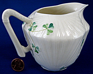 Irish Belleek Shamrocks On Shell Cream Jug Creamer (Image1)