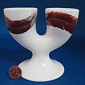 Double English Egg Cup Side By Side Feather Design (Image1)