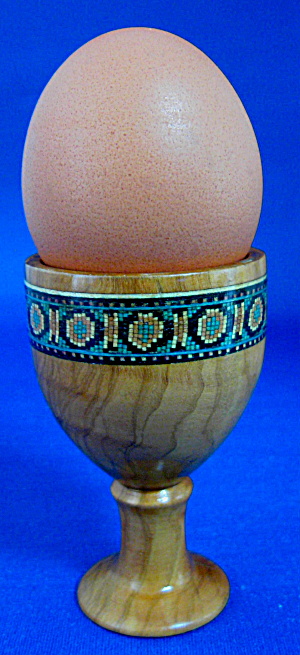 Tunbridge Ware Egg Cup Antique Treen Inlaid Green Accen (Image1)