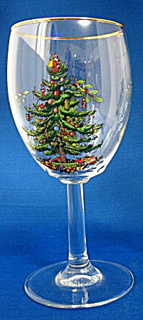 Spode Christmas Tree Wine Glass Tall Water Goblet Holiday (Image1)