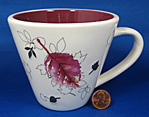 Starbucks Leaves Mug 2007 Red Black And Cream Raised Leaves (Image1)