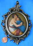  Brass Mount Fabric Picture Mother And Child Louvre French 1960s