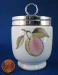 Click here to enlarge image and see more about item 10012: Evesham Egg Coddler Royal Worcester King Size Plum Leaf