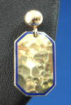 Antique 14kt gold Cufflink Earrings Rectangle Blue Enamel OOAK