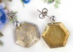 Click to view larger image of  Earrings From 14kt gold Cufflink Fancy Floral Gold Embossed Posts (Image2)
