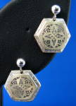 Click to view larger image of  Earrings From 14kt gold Cufflink Fancy Floral Gold Embossed Posts (Image3)