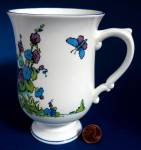 Click here to enlarge image and see more about item 10050: Art Deco Blue And Purple Mug Flowers Butterflies Crown Staffordshire