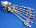 Click to view larger image of King George VI Coronation Coffee Spoons Set Of 6 Blue Enamel (Image1)