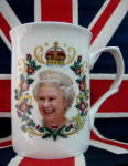 Mug Queen Elizabeth II Diamond Jubilee English Bone China Photo Gold 