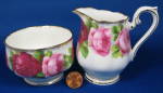Click to view larger image of Royal Albert Old English Rose Creamer and Sugar Basin England (Image2)
