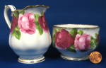 Click to view larger image of Royal Albert Old English Rose Creamer and Sugar Basin England (Image4)