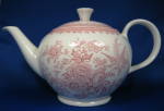 Teapot Asiatic Pheasants Pink Transferware Large Ironstone
