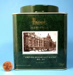 Click here to enlarge image and see more about item 10176: Harrods Signature Tea Tin Square Green Empire Blend Heritage Tin