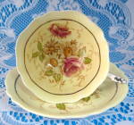 Yellow Bone China Floral Teacup And Saucer Vintage Paragon Royal Warra