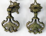 Pair Of Fancy English Drawer Pulls Drops 1920s Lowden Poole Brass