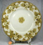 Brown Transferware Plate 1895 Victoria Upper Hanley Pansies Gold