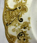Click to view larger image of Brown Transferware Plate 1895 Victoria Upper Hanley Pansies Gold (Image2)