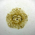 Click to view larger image of Brown Transferware Plate 1895 Victoria Upper Hanley Pansies Gold (Image3)