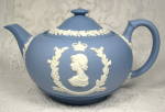 Click to view larger image of Wedgwood Coronation Queen Elizabeth II Teapot Jasperware 1953 (Image1)