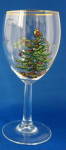 Click here to enlarge image and see more about item 10348: Wine Glass Christmas Tree Spode Tall Water Goblets Slight Flaw