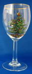Click to view larger image of Wine Glass Christmas Tree Spode Tall Water Goblets Slight Flaw (Image4)