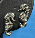 Click here to enlarge image and see more about item 10374: Vintage Hawaiian Sea Horse Earrings 1950s Sterling Silver Hawaii