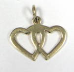 Solid 14kt Gold Hearts Charm 1950s Vintage Love Token Entwined Hearts