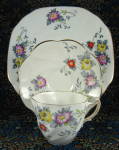 Rosina Art Deco Teacup Trio Enamel Hand Painted On Transfer