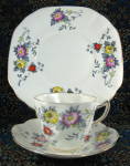 Click to view larger image of Rosina Art Deco Teacup Trio Enamel Hand Painted On Transfer (Image2)