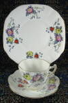 Click to view larger image of Rosina Art Deco Teacup Trio Enamel Hand Painted On Transfer (Image3)