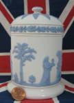 Click to view larger image of Wedgwood Queens Ware Box Cylinder Lidded Sacrifice Figures 1960s (Image2)