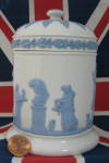 Click to view larger image of Wedgwood Queens Ware Box Cylinder Lidded Sacrifice Figures 1960s (Image3)