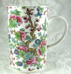 English Bone China Mug Chintz Peony Tree Tall Oriental Style Chintz