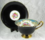 Shelley Black Combo Gainsborough Cup and Saucer Rataud's Regal Inside