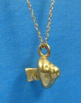 Click to view larger image of Necklace Solid 14kt Gold Mushroom Pendant With 14kt Chain 5.3 Grams (Image4)