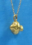 Click to view larger image of Necklace Solid 14kt Gold Mushroom Pendant With 14kt Chain 5.3 Grams (Image6)