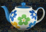 Teapot Large Mod Flowers Whittard Of Chelsea Blue Green Yellow