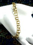 Charm Bracelet Solid 14kt Gold Triple Link Chain 1950s