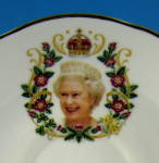 Click to view larger image of Cup And Saucer Queen Elizabeth II Diamond Jubilee English Photo Gold  (Image4)
